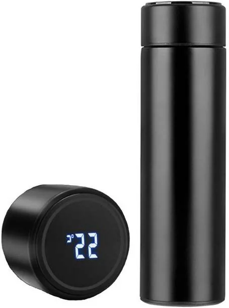 Liv Plus # TEMPATURE WATER BOTTLE WITH LED DISPLAY 500 ML MULTICOLOUR 500 ml Steel Flask Pack of 1, Multicolor