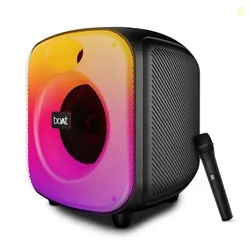 boAt PartyPal 65 Pro, 42W Signature Sound, Wireless Karaoke Mic, 8H Battery,RGB LEDs, TWS, Bass Boost, Multi Port, Portable Wireless Bluetooth Speaker