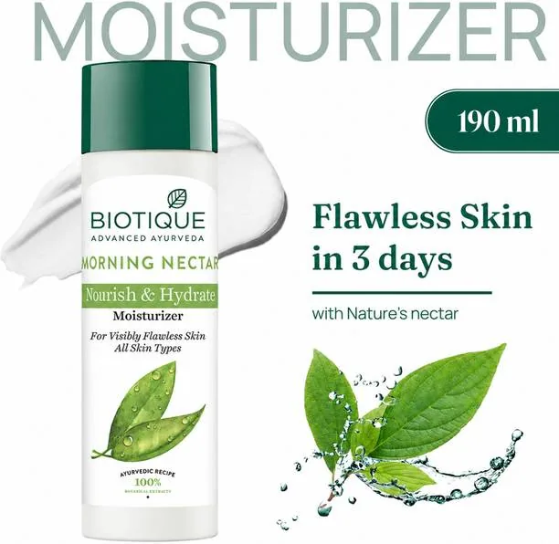 BIOTIQUE Morning Nectar Flawless Skin Moisturizer | 24H Deep Moisture 190 ml