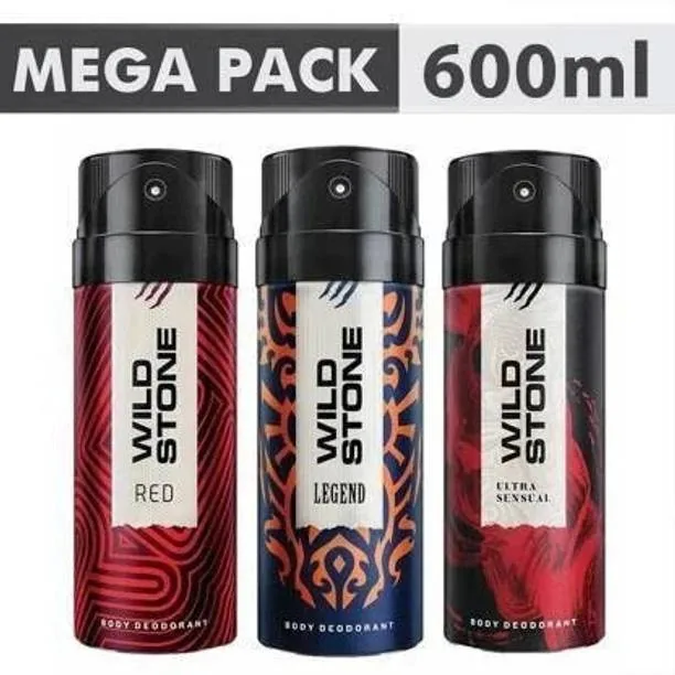 Wild Stone Ultra Sensual , Red & legend (200 ml Each) Deodorant Spray  -  For Men 600 ml, Pack of 3