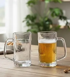 Americano Line 340 ml Beer Mug Set of 4 from Brazil | Crystal Clear Beer Mug | Ideal for Beer, Cocktails, Mocktails, Cold Drinks & Other Beverages