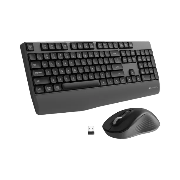 ZEBRONICS Companion 202 Wireless Standard Desktop Keyboard Compatible with Desktop, Laptop, Mac with Upto 1600 Adjustable DPI Optical Mouse, 2.4GHz Wi
