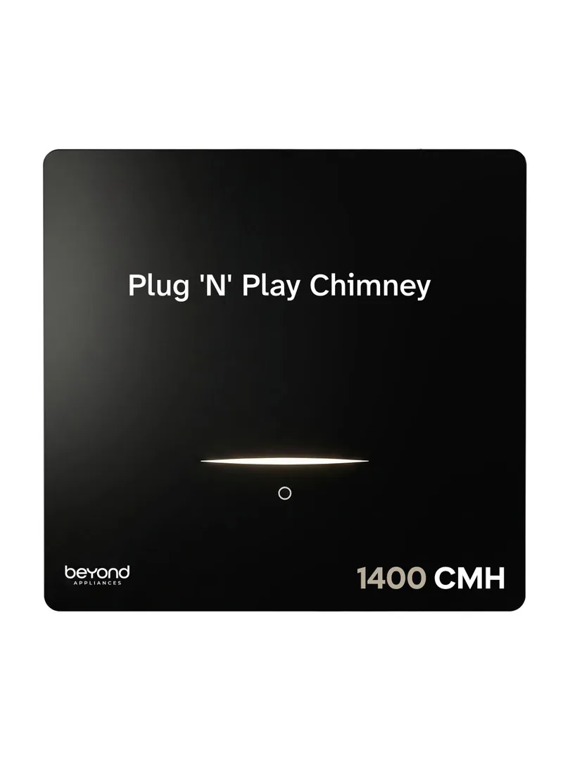 Beyond Appliances CUBE PLUG AND PLAY CHIMNEY 1400 CMH 60 cm | Auto Clean | 5-Stage Charcoal Activated Filter | Touch Control | 3-way Suction | 48dB Lo