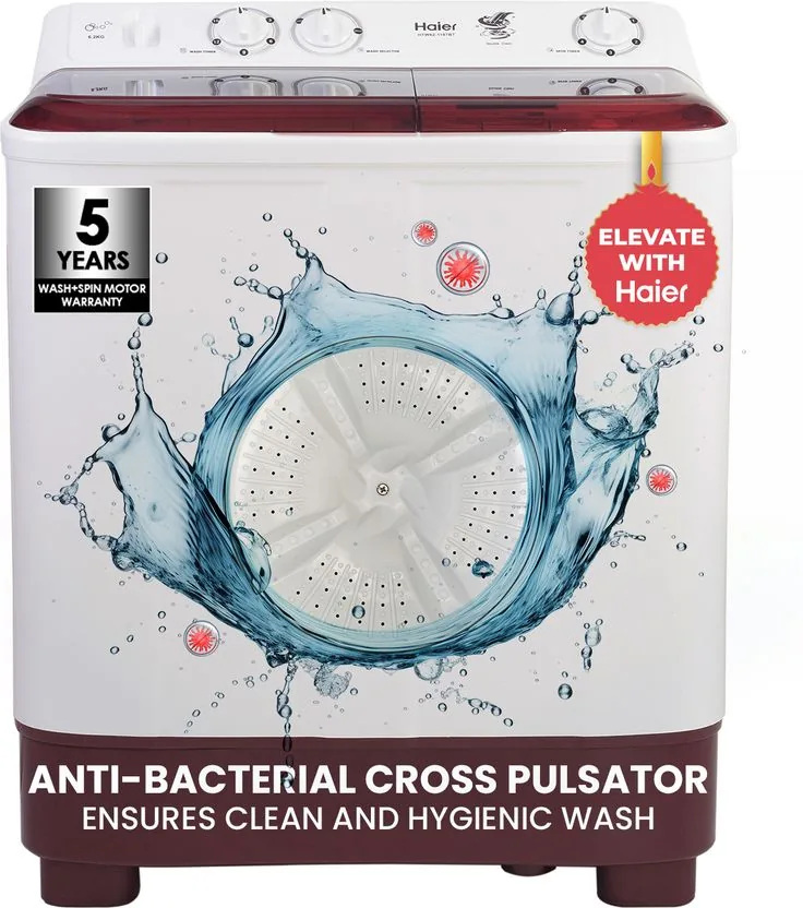 Haier 7 kg Anti Bacterial Vortex Pulsator, 1300 RPM, Spray Functi...more
