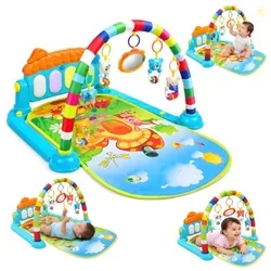 Cable World 3 in 1 Baby Play Gym Mat Made of ABS High Grade Plastic, Musical Piano, Hanging Rattles, Mirror & Colourful Activity Arch for Infants and