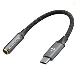 Ambrane Type C to 3.5mm Audio Jack Converter with DAC Headphone Adapter, Connector Cable for iPhone 16/15 Series, Samsung, OnePlus, Google Pixel, Lapt