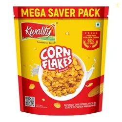 Kwality Corn Flakes 800g | Made with Golden Corns | 99% Fat Free, Natural Source of Vitamin & Iron | High in Protein & Fiber | Healthy Breakfast Cerea