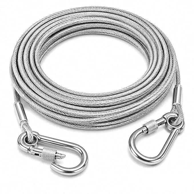 10 Meter Stainless Steel Clothesline Rope with Carabiner Hooks | Heavy-Duty Rust-Resistant Cloth Drying Wire | Strong Hanging Dori for Balcony, Bathro