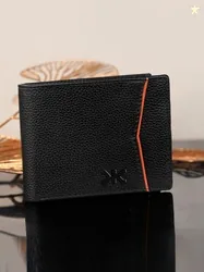 KILLER Men Casual Black Genuine Leather Wallet (3 Card Slots)