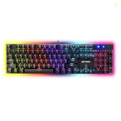 Ant Esports Scorpion MK30 Wired Mechanical Gaming Keyboard, RGB 104 Keys Ultra-Slim LED Backlit USB Wired Keyboard with Red Switch, Durable Abs Keycap