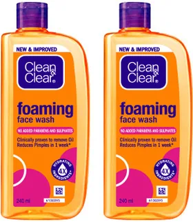 Clean & Clear Foaming 480ml| Clinically proven| Pimple & Acne removal Face Wash 480 ml