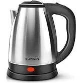 Longway Kestro 2 Liter Electric Kettle with Stainless Steel Body for Boiling (Black & Silver, 1500 Watt)