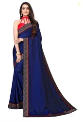 Aai shree khodiyar Printed Daily Wear Cotton Silk Saree (Dark Blue)