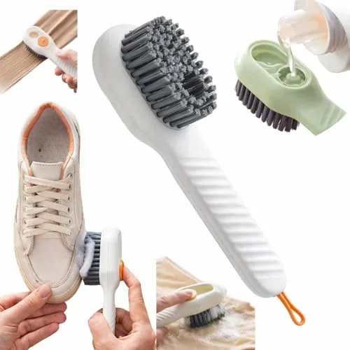 Multipurpose Cleaning Brush with Liquid Dispenser  Refillable Scrub Brush for Shoes, Clothes, Sink, Tiles & Kitchen | Soft Bristle Soap Dispensing Scrubber Brush
