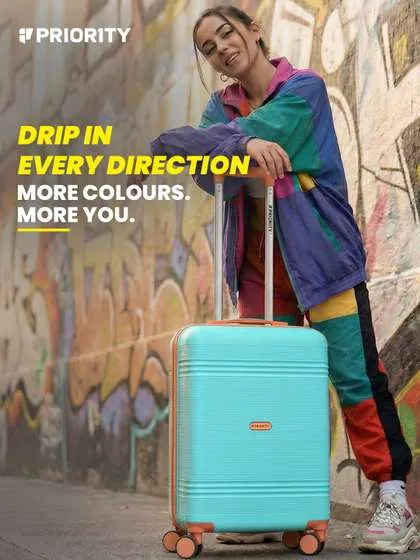 Priority Textured 360 Degree Rotation Hard Sided Cabin Trolley Suitcase- Volume 48 L