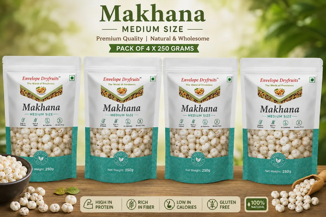 Envelope Dryfruits Plain Phool Makhana 1 Kg Makhana (4 x 250 g)