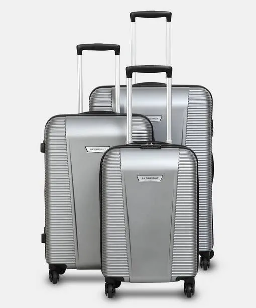 Hard Body Set of 3 Luggage 4 Wheels - S03 - Silver