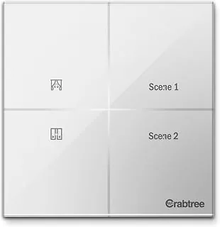 Havells Crabtree iSense Smart Monoblock Touch Panel with 1 Curtain Controller & 2 Scene(White) I Compatible with 2M Gang Box I Mesh connectivity I Com