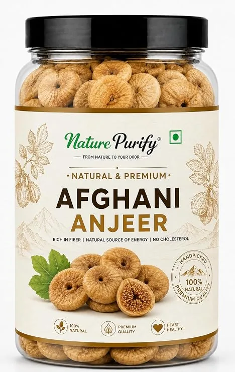 Nature Purify Premium Afghani Anjeer 1KG | Dried Figs | Natural Anjir Whole Fruit | Soft Chewy Texture & Sweet Taste | Nutritious Dry Fruit for Snacki