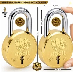 HOZIL 65MM Lock | Hardened Shackle | Double Locking | 8 Levers (Pack of 2) Padlock