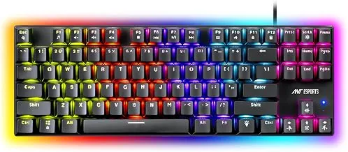 Ant Esports Scorpion MK20 Wired 75% Mechanical Gaming Keyboard, 87 Keys Compact TKL Wired Linear Red Switches Detachable USB RGB Backlight Keyboard