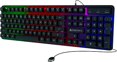 ZEBRONICS Transformer K1 Premium Gaming Keyboard with 104 Keys, 1.7m Cable, Laser Keycaps, Multi Color LED Modes, Integrated Multimedia Keys, All Keys
