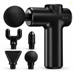 Cult Flex Portable Deep Tissue Massage Gun for Full-Body Muscle Relief, Ultra-Lightweight Handheld Design, 6 Speed Levels, Up to 3-Hour Battery Life, 4 Interchangeable Heads, Deep Tissue Massager for Arms, Shoulders, Legs & Everyday Recovery