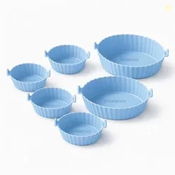 Air Fryer Silicone Liners Reusable  6 Pack Food Grade Non-Stick Silicone Air Fryer Basket Bowl, Heat Resistant Baking Tray for Airfryer Oven Microwav