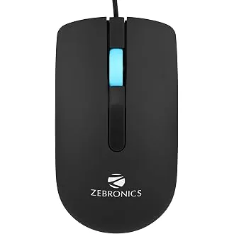 ZEBRONICS Juggle Wired Optical Mouse with 3 Buttons, High Precision, 1200 DPI, Works on Most Surfaces, USB Interface, 1m Cable Length