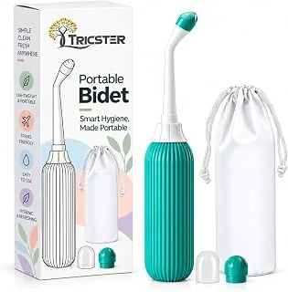 Tricster Portable Bidet Bottle 500 ml, Handheld Personal Hygiene Washer | Portable Bidet with Long Angled Nozzle, 2 Nozzle Heads & Carry Pouch for Men