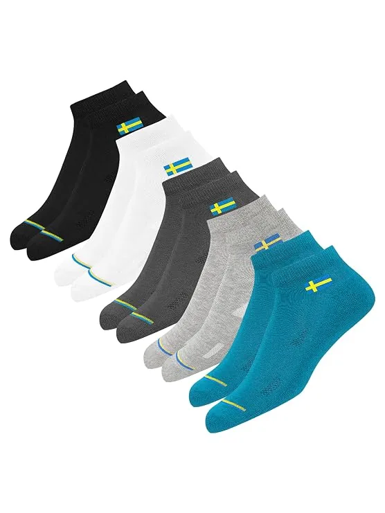 SWAGR Ankle Socks for Men & Women Multicolor, Pack of 5, Free Size