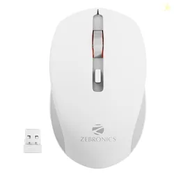 ZEBRONICS Zeb-Jaguar Wireless Mouse, 2.4GHz with USB Nano Receiver, High Precision Optical Tracking, 4 Buttons, Plug & Play, Ambidextrous, for PC/Mac/