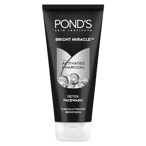POND'S Pure Detox Face Wash 200 g|| Daily Exfoliating & Brightening Cleanser|| Deep Cleans Oily Skin - With Activated Charcoal for Fresh|| Glowing Skin