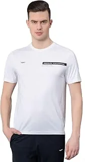 Printed White Activewear T-Shirt for Men | Anti Microbial | High Stretch | Quick Dry