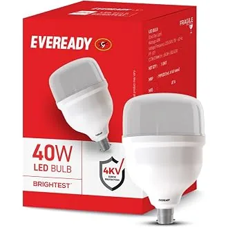 EVEREADY 40W LED Hammer Bulb, B22 Base, Cool Day Light (6500K) High Lumens, Energy Efficient, 4KV Surge Protection, Mercury-Free, B22 Base