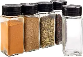 Salt & Pepper Square Glass Spice Jar with Black Sifter Two Sided Sifter Cap,Masala jar Spice Container (Each Bottle 120ml) (4 Piece)