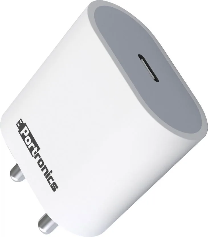 Portronics 20 W PD 3 A Wall Charger for Mobile (White)
